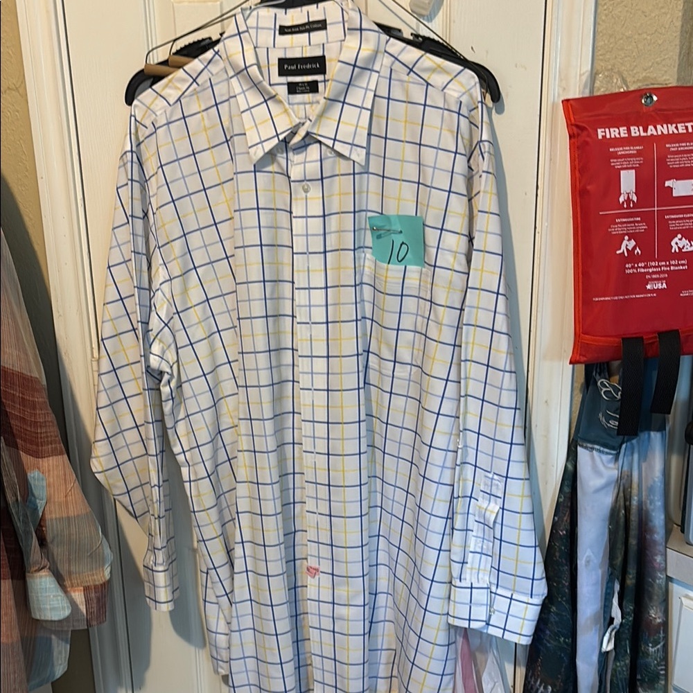 Paul Fredrick Blue and Yellow Dress Shirt